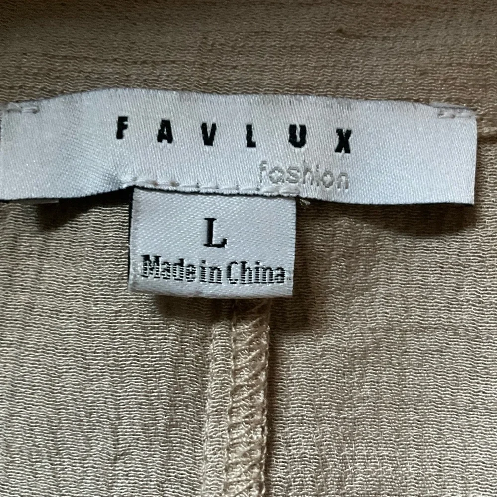 Favlux Vestido Beige Midi Tie Front Manga Larga Talla L